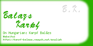 balazs karpf business card